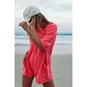 Free People Hot Shot Tee Romper One Piece in Electric Rose Size Large